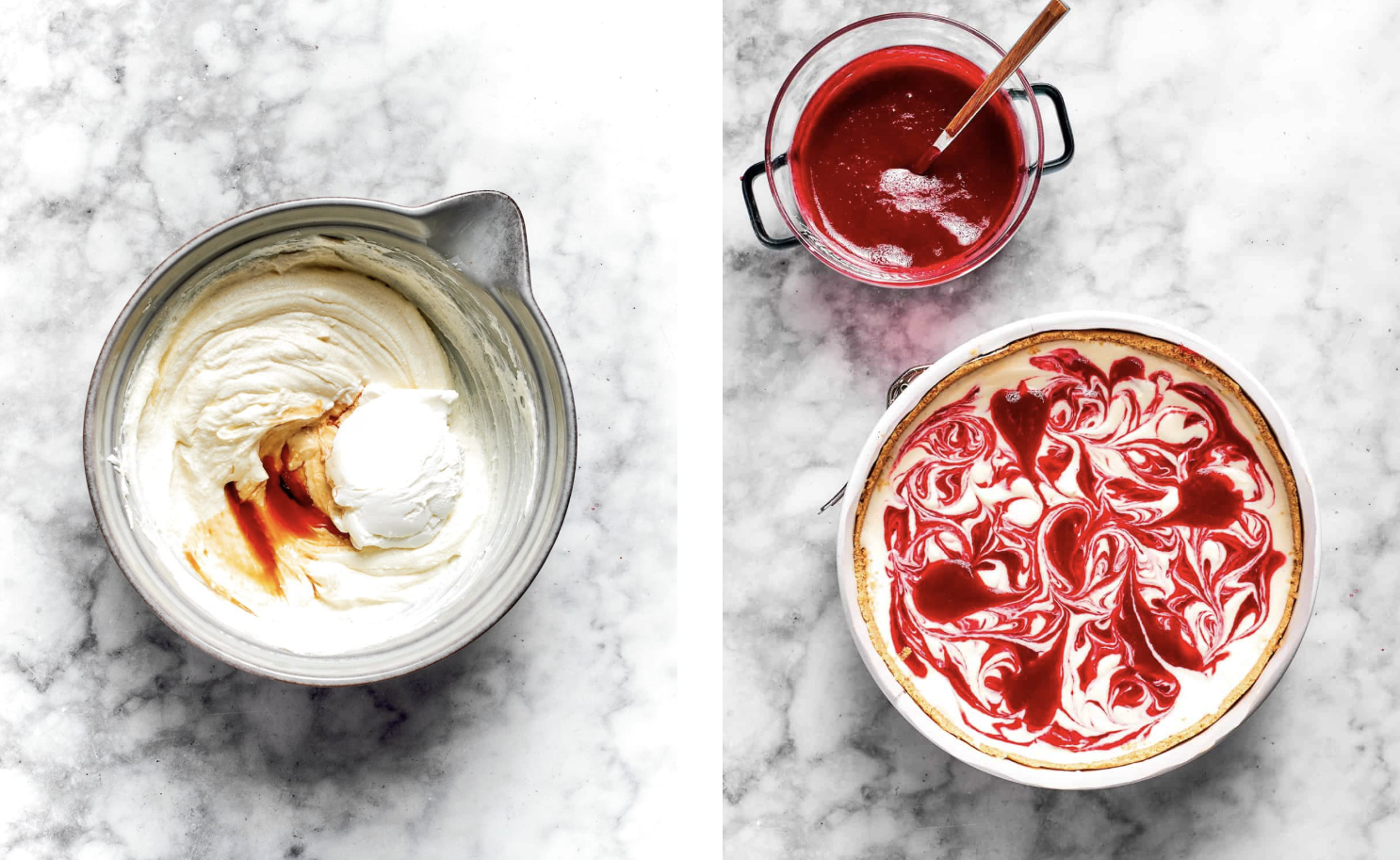 swirling the cheesecake